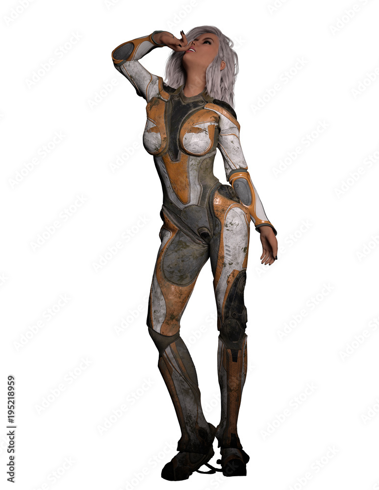 Sexy Female Science Fiction Character 3D Rendering