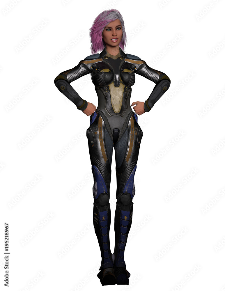 Sexy Female Science Fiction Character 3D Rendering