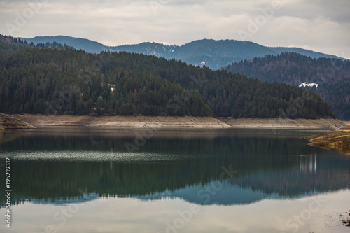 The beautiful Zaovine lake on the mountain of Tara in Serbia.