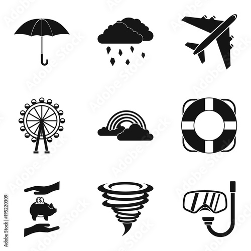 Bad stay icons set, simple style