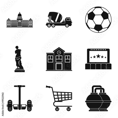 Townplanning icons set, simple style photo