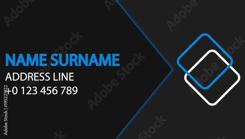 Business card, flat modern design, gray and blue color. Space for company logo. EPS10 vector.