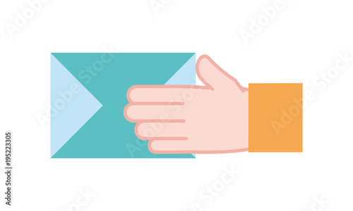 colorful man hand with letter text message