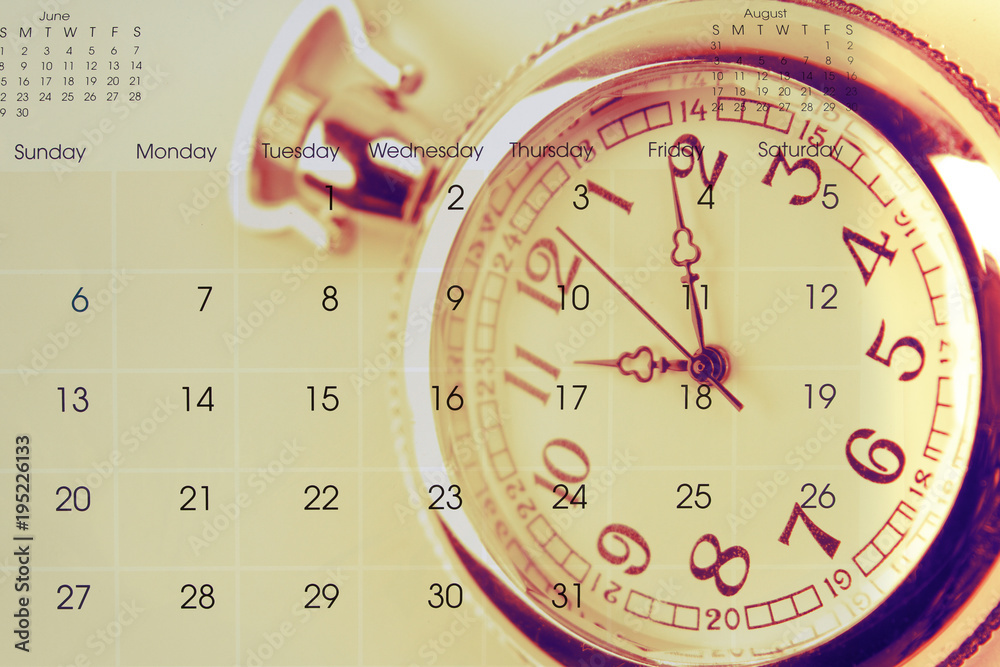 Naklejka premium Watch on calendar