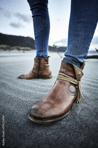 Leather boots in the sand