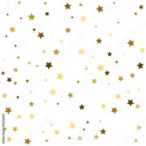 Group of gold star decoration isolated on white background object design on top view