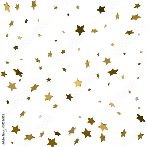Group of gold star decoration isolated on white background object design on top view