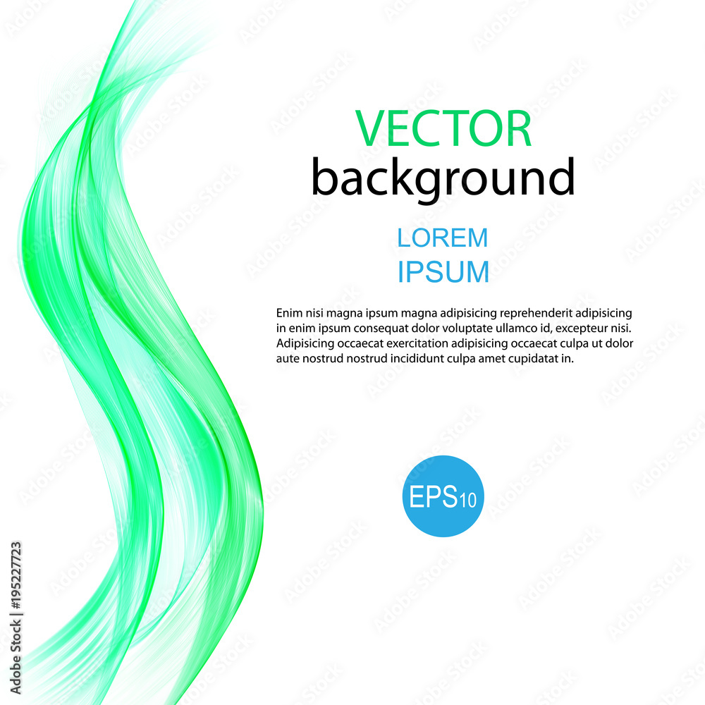 Obraz premium Abstract vector background, green waved lines for brochure, website, flyer design.