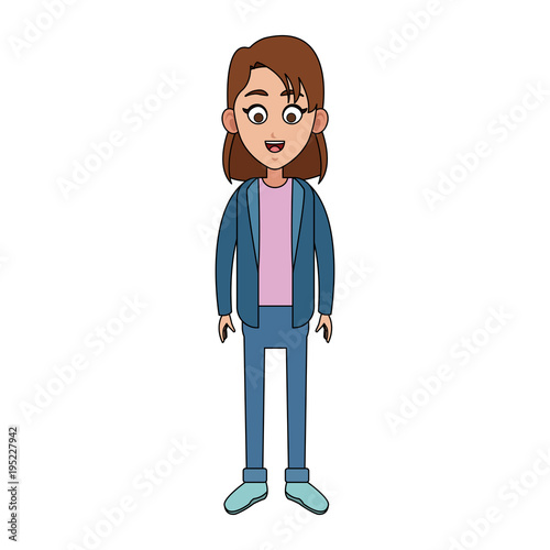 Young woman smiling cartoon icon vector illustration graphic design