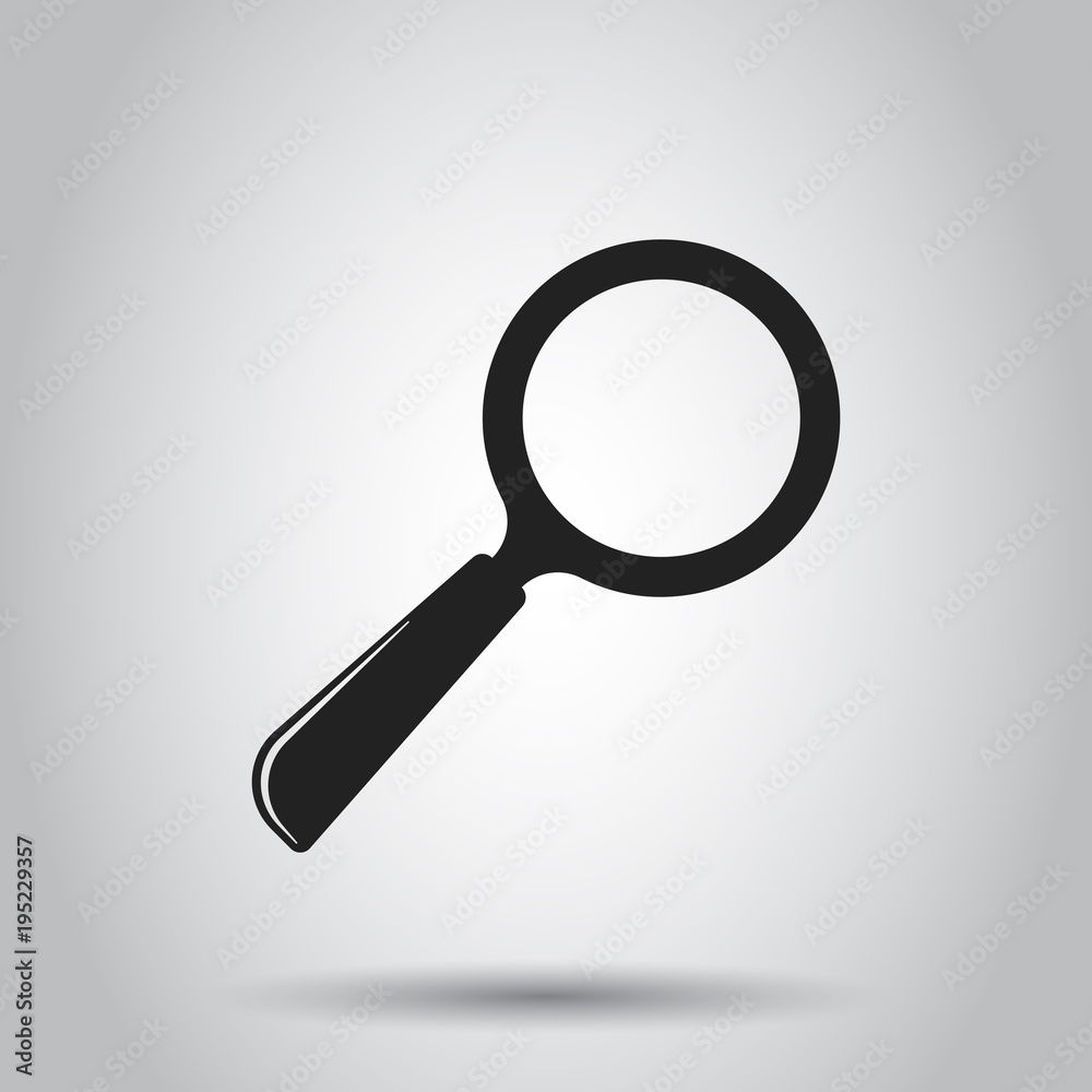 Loupe icon vector. Magnifier in flat style. Search sign concept.