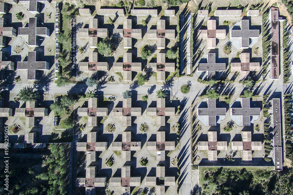 Fototapeta premium Cemetery. Aerial view.