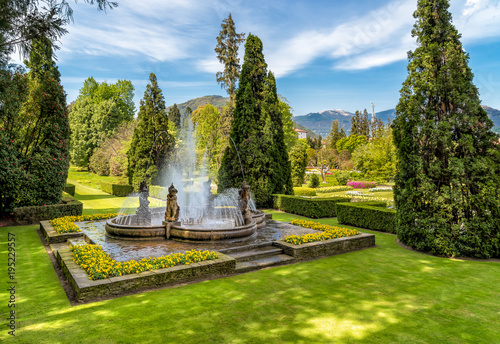 Fountain in the Botanical Garden of Villa Taranto, Pallanza, Verbania, Italy. 