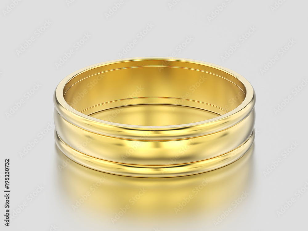 3D illustration yellow gold matching couples wedding ring bands 3D illustration yellow gold matching couples wedding ring bands