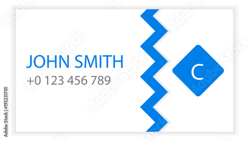 Flat modern business card, white and blue color. Simple modern minimal design. EPS10 Vector.