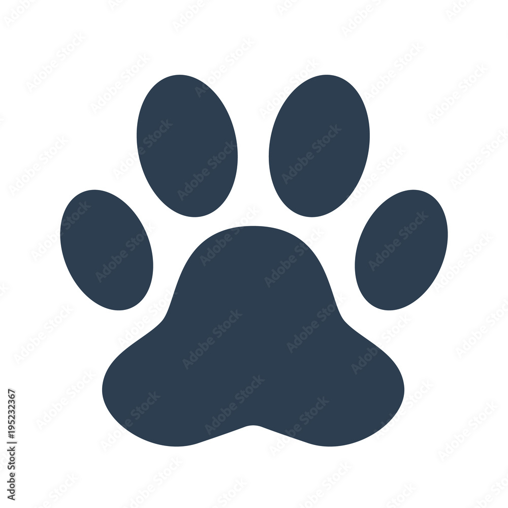 Paw print icon on white background. Paw print icon on white background.
