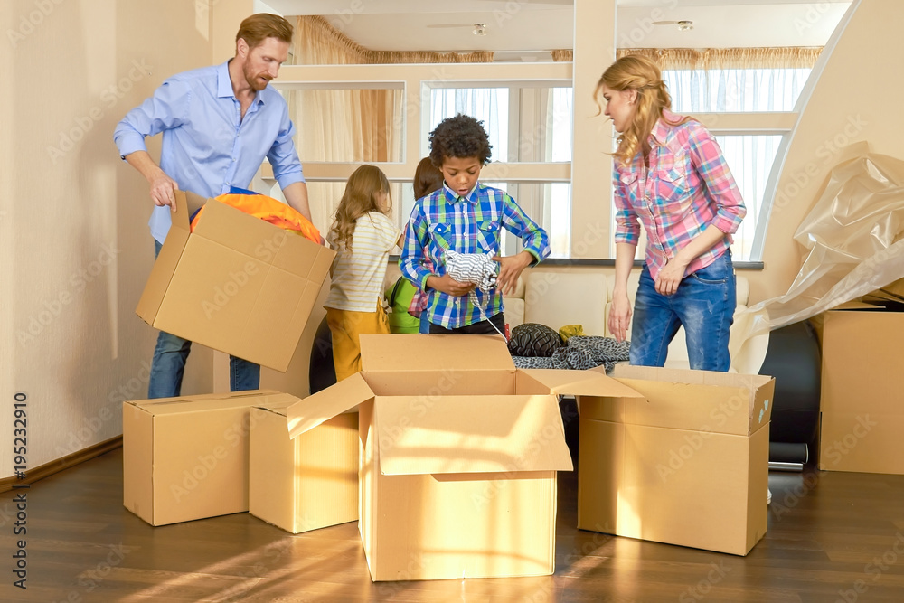 Family moving out. People packing boxes indoors. Importance of helping each  other. Stock Photo | Adobe Stock