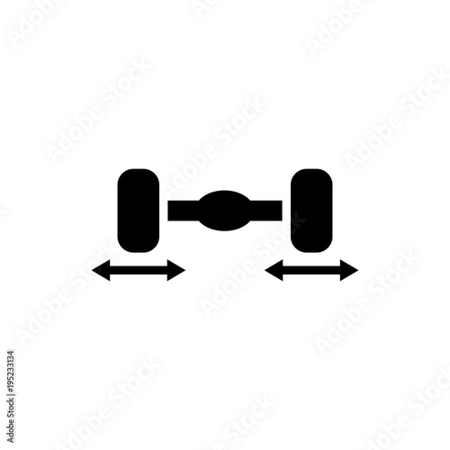 Car Rear Axle, Tire Width vector icon. Simple flat symbol on white background