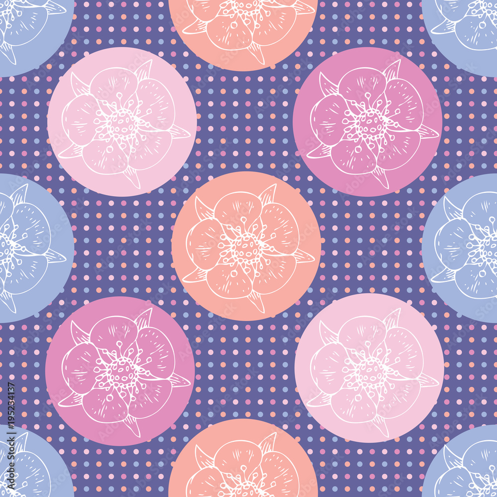 Seamless Violet Pattern with Flowers Seamless Violet Pattern with Flowers