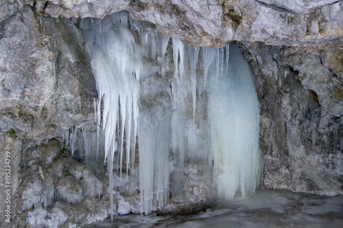 Icefall in Piecky in Slovak Paradise National park, Slovakia