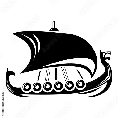 Scandinavian ship icon, simple style