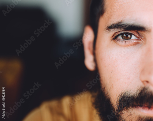 close up portrait of a man's eye photo