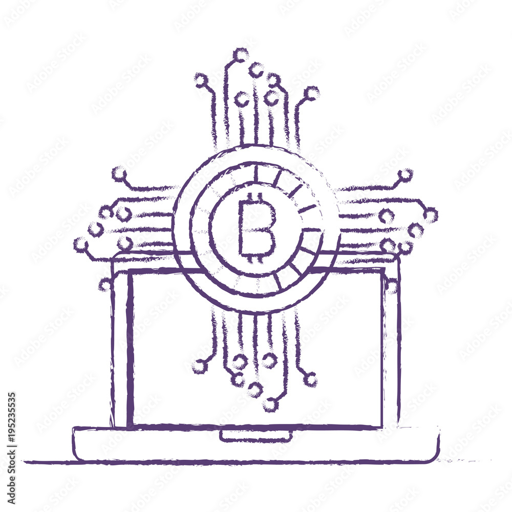 Fototapeta premium laptop with bitcoin money vector illustration design