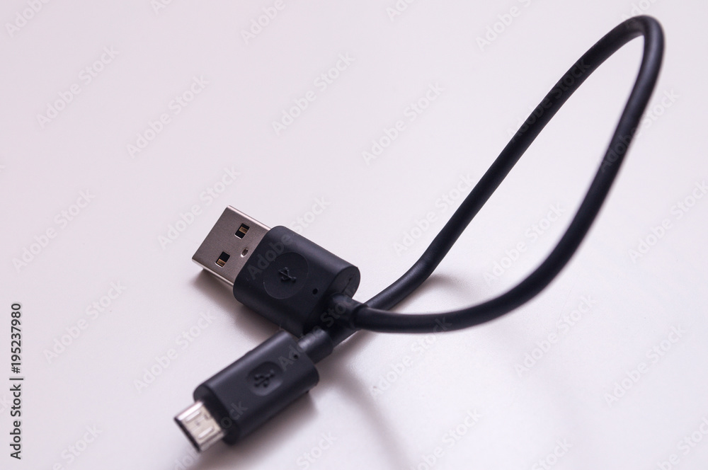Micro-USB cable connector on white background. Micro-USB cable connector on white background.