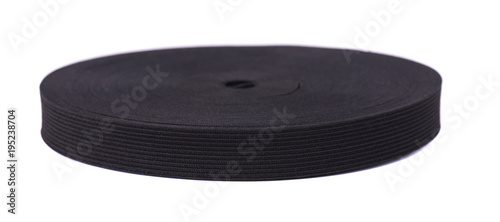 Black sewing elastic band isolated on white background.