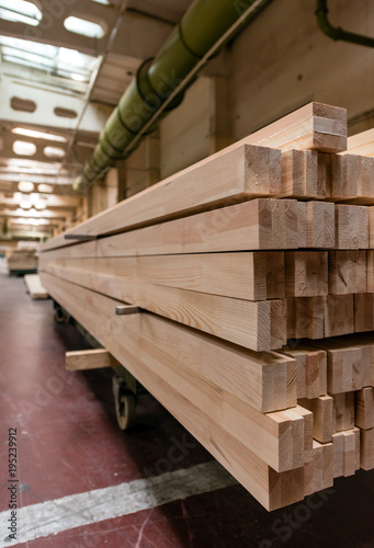Wooden beam in production