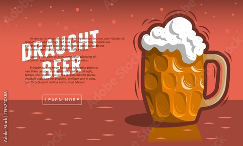 Glass Mug Of Draft Beer With Foam.