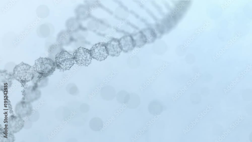 rotating plexus DNA chain with impulses running through - light blue version.