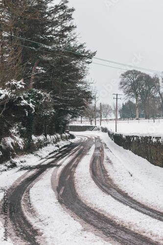 Принти на полотні Roads barely usable in the aftermath of Storm Emma, also known as the Beast from the East, which hit Ireland at the start of March: a lot of slush created by all the snow melting