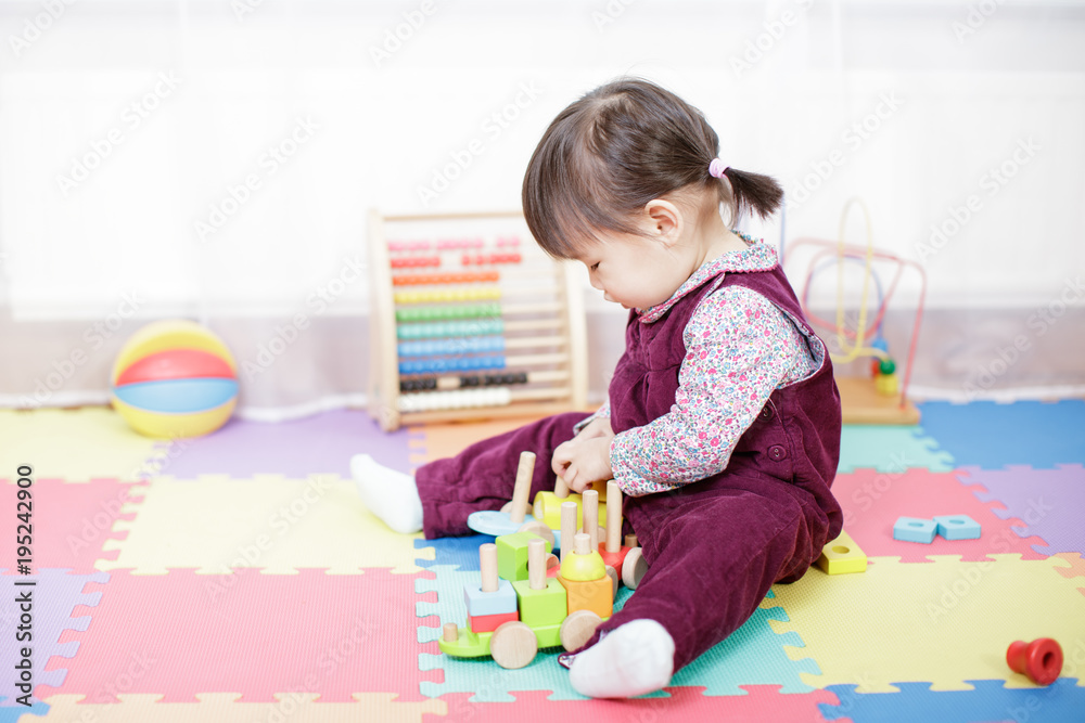 baby girl play toy blocks at home baby girl play toy blocks at home