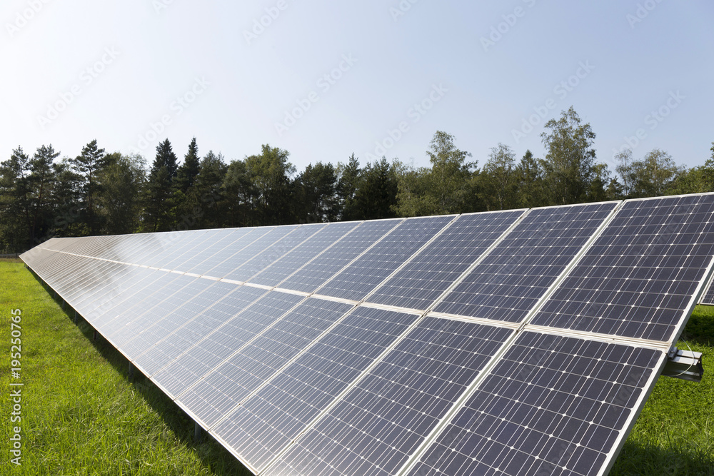 Solar Power Station on the summer Meadow 
