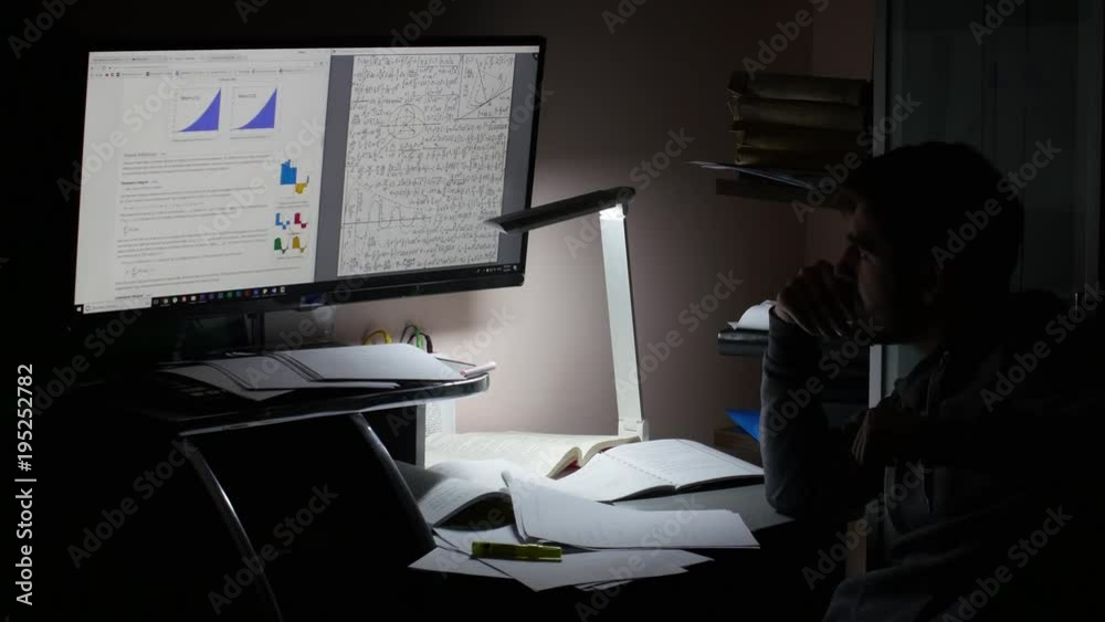 Student Late Night Study Mathematics For College Or High school