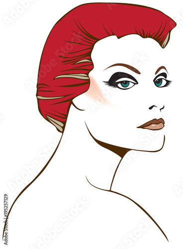 Graphic woman beauty with short red hair