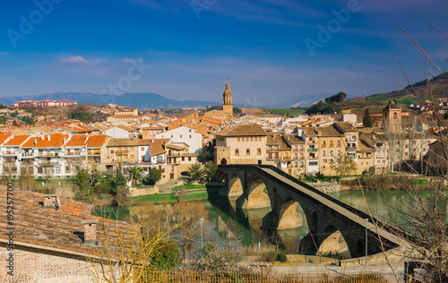 Views to the town of Puente la Reina, Spain