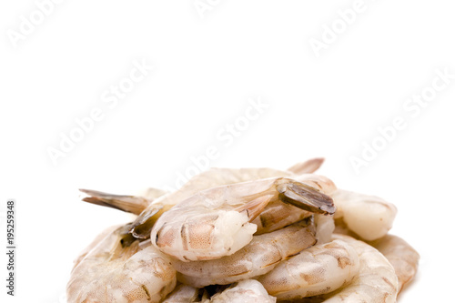 Raw Jumbo Shrimp on a White Background