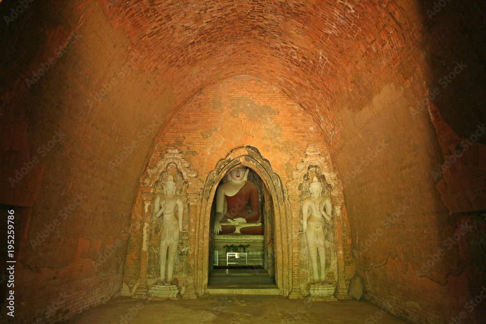 Inside a burmese buddhist temple in Bagan, Myanmar