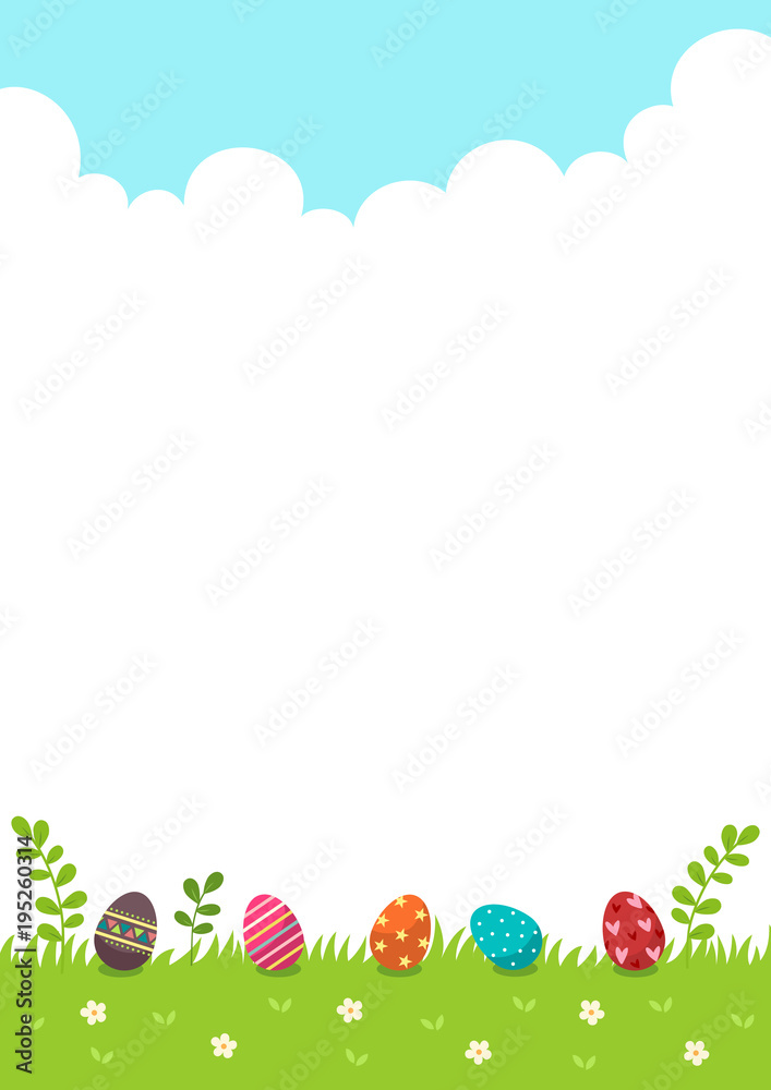 Happy Easter.Easter eggs with nature background