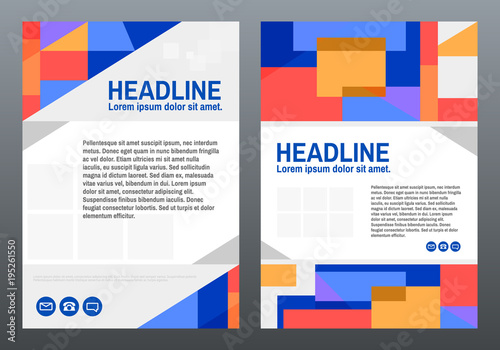 Business brochure design template. Color geometric mosaic. Abstract modern composition. Magazine or poster cover. Layout in A4. Vector illustration © Vegorus