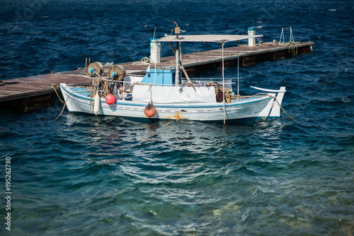 Little old fishing boat at sea © poplasen