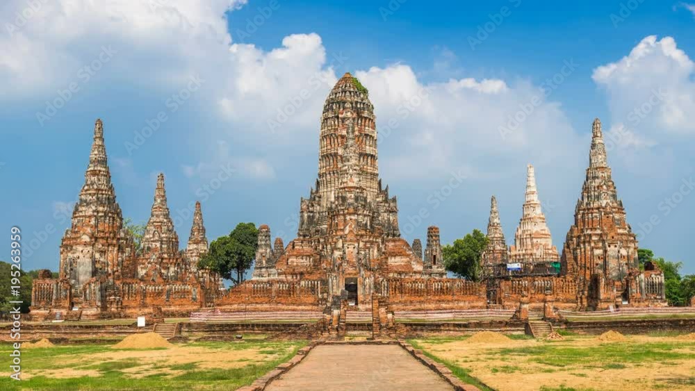 Time lapse of Ayutthaya Historical Park, Wat Chaiwatthanaram Buddhist temple in Thailand. Time lapse of Ayutthaya Historical Park, Wat Chaiwatthanaram Buddhist temple in Thailand.
