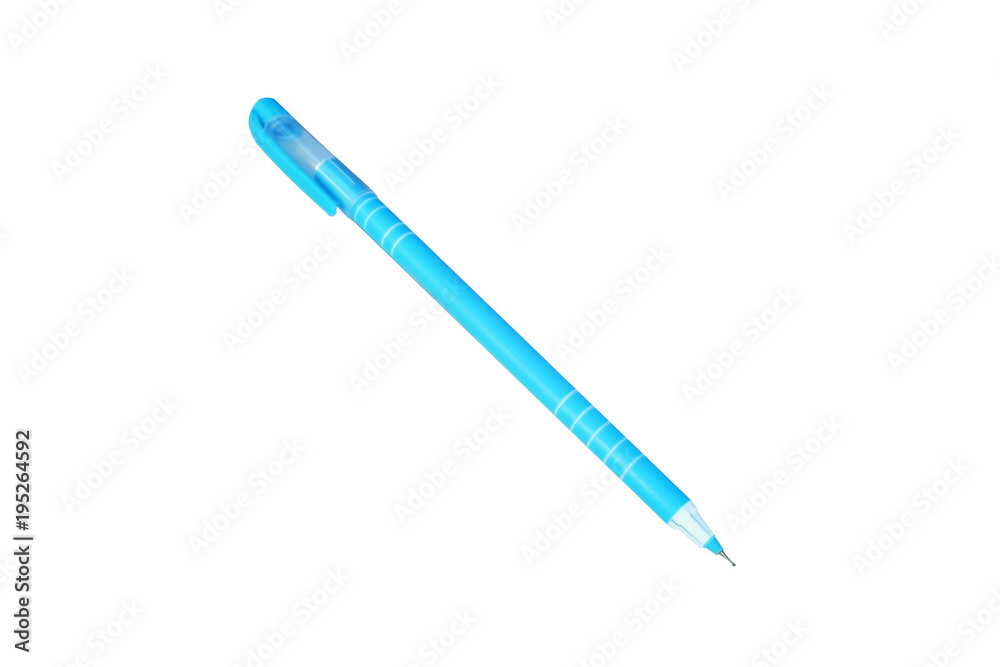 Blue ball point pen isolated on white background Blue ball point pen isolated on white background