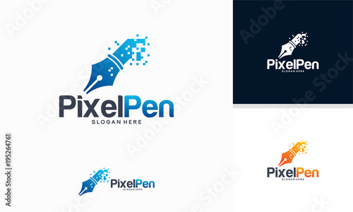 Pixel Pen logo designs concept vector, Creator logo template designs