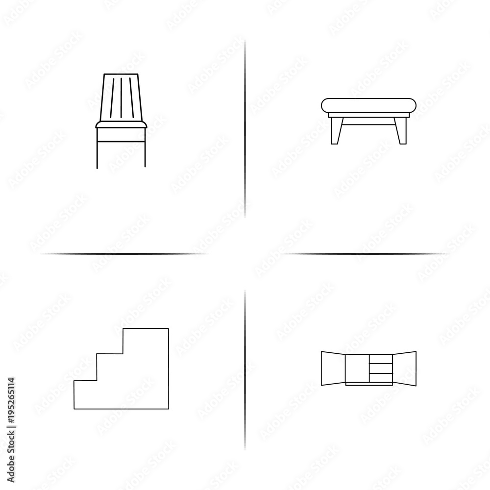 Furniture simple linear icon set.Simple outline icons Furniture simple linear icon set.Simple outline icons