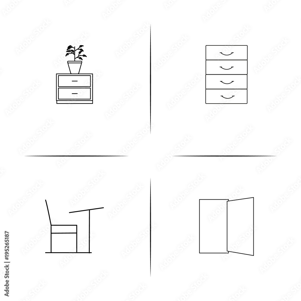 Furniture simple linear icon set.Simple outline icons Furniture simple linear icon set.Simple outline icons