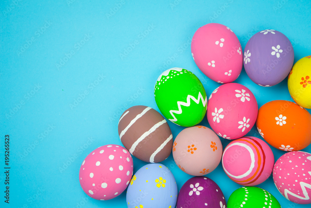 Easter eggs on the sky background.