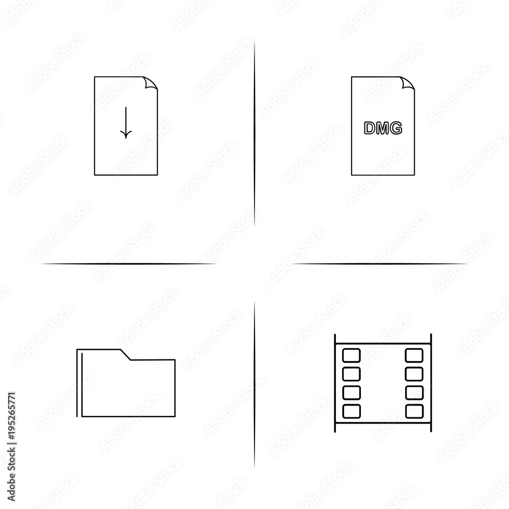 Files And Folders, Sign simple linear icon set.Simple outline icons Files And Folders, Sign simple linear icon set.Simple outline icons