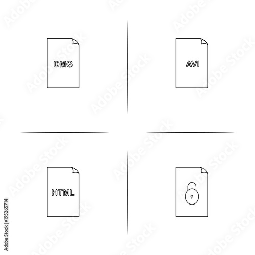 Files And Folders, Sign simple linear icon set.Simple outline icons